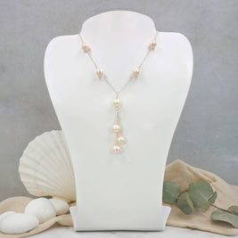 Pearl Crystal Lariat Necklace