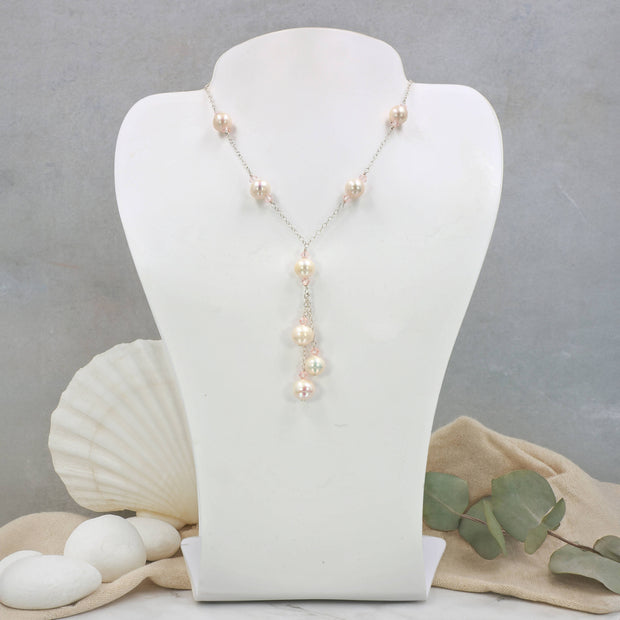 Pearl Crystal Lariat Necklace