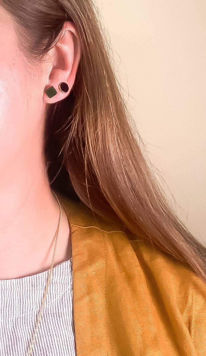 Onyx + Wyoming Jade Mismatched Studs