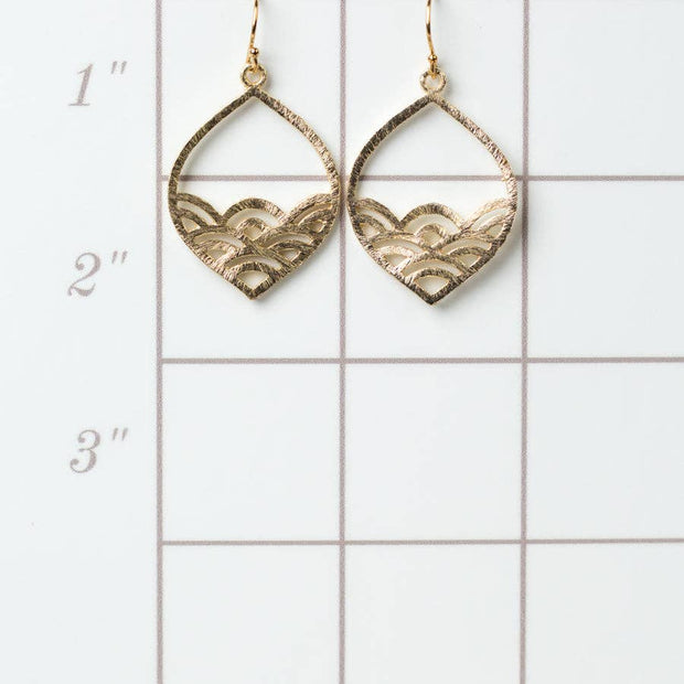 Brushed Gold Pointed Oval Frame Earrings