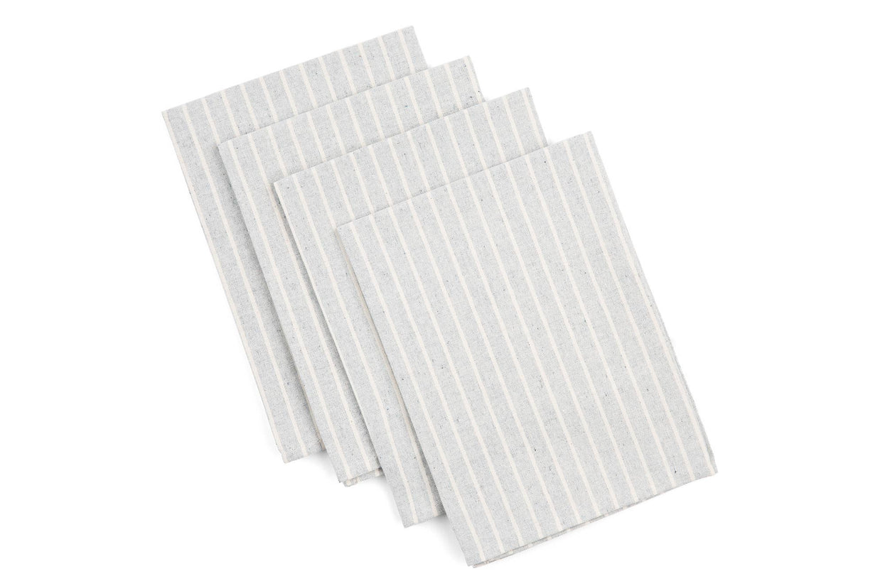 Blue Cloth Napkins with Modern Stripes – Recycled Cotton Set