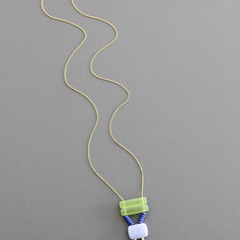 KYL125 green and lavender geometric necklace