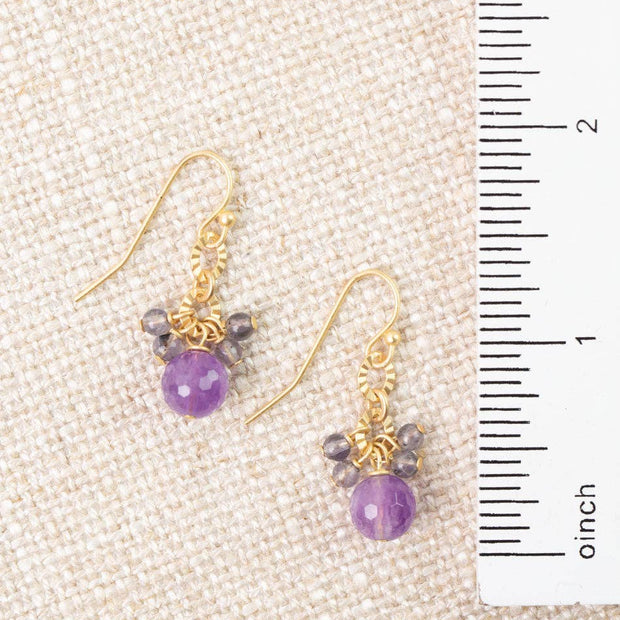 Folklore Tanzanite, Amethyst Cluster Earrings