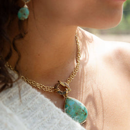 Abby Turquoise and Bronze Pendant Necklace
