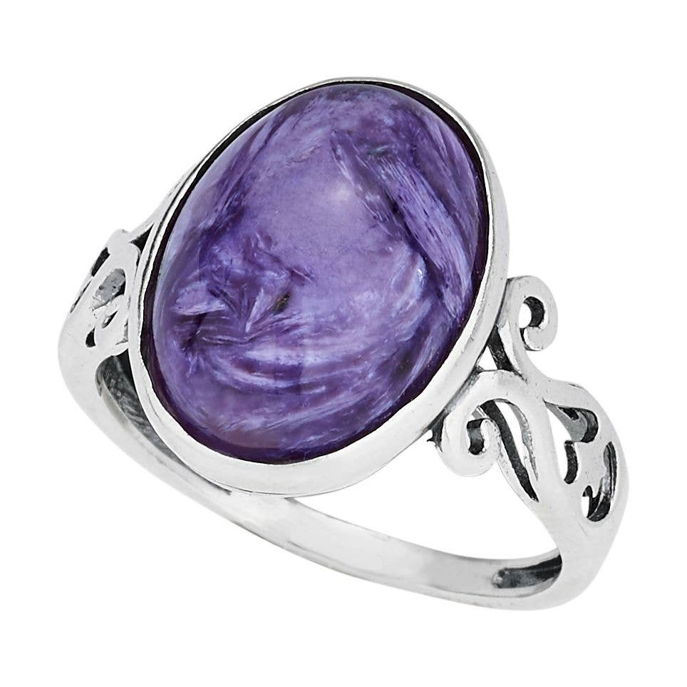 Charoite Sterling Silver Ring - Size 7