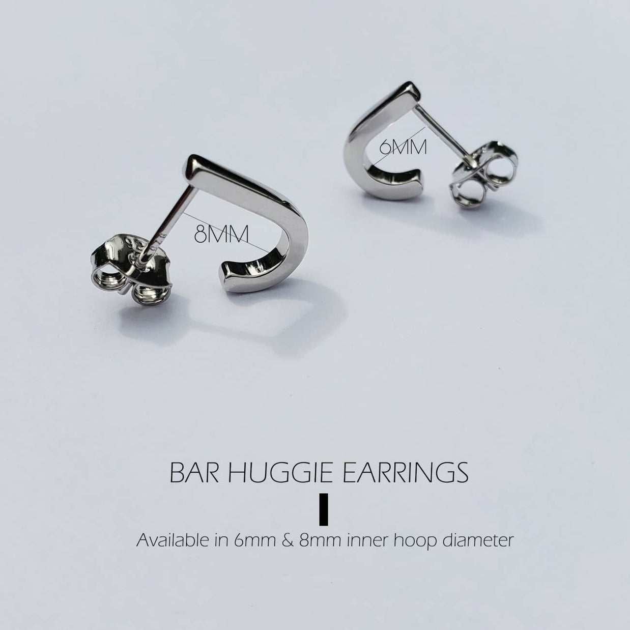 BAR STUD EARRINGS - 6mm Silver