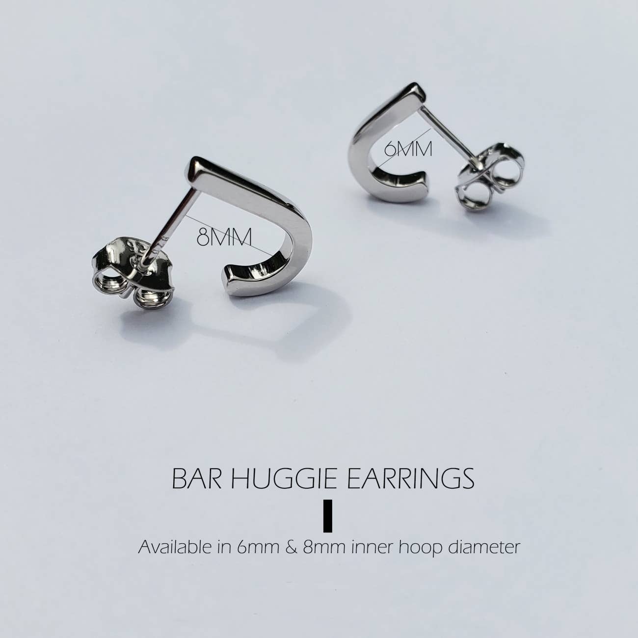 BAR STUD EARRINGS - 6mm Silver