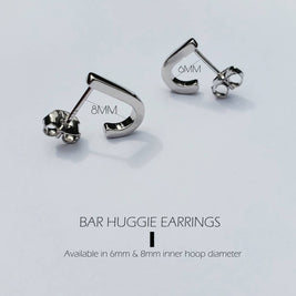 BAR STUD EARRINGS - 6mm Silver