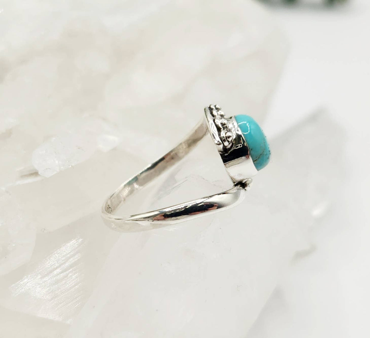 Turquoise Abstract Silver Ring