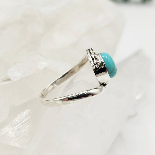 Turquoise Abstract Silver Ring
