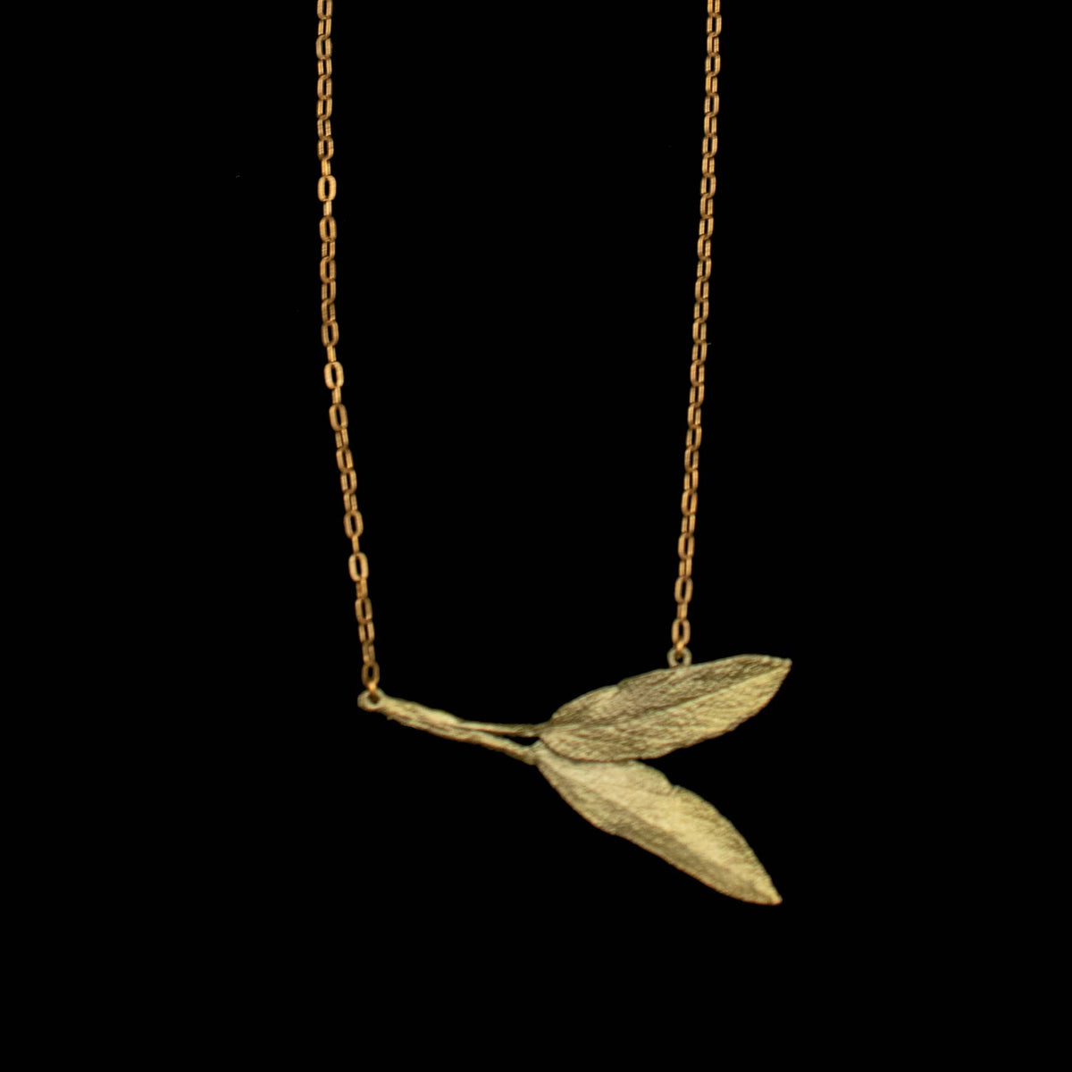 Sage Leaf Pendant - Dainty Additions 16" Adj.