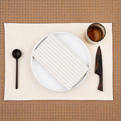 Natural Cloth Napkins with Modern Stripes – Upcycled Cotton
