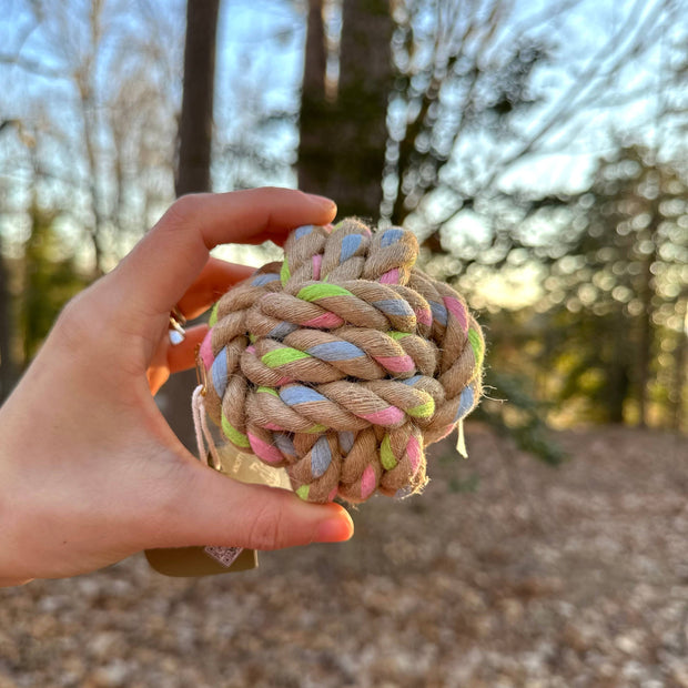 Rainbow Hemp Knot Ball | Natural Hemp | Recycled Cotton