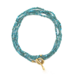 Luxury Long Faceted Apatite Necklace or Wrap Bracelet
