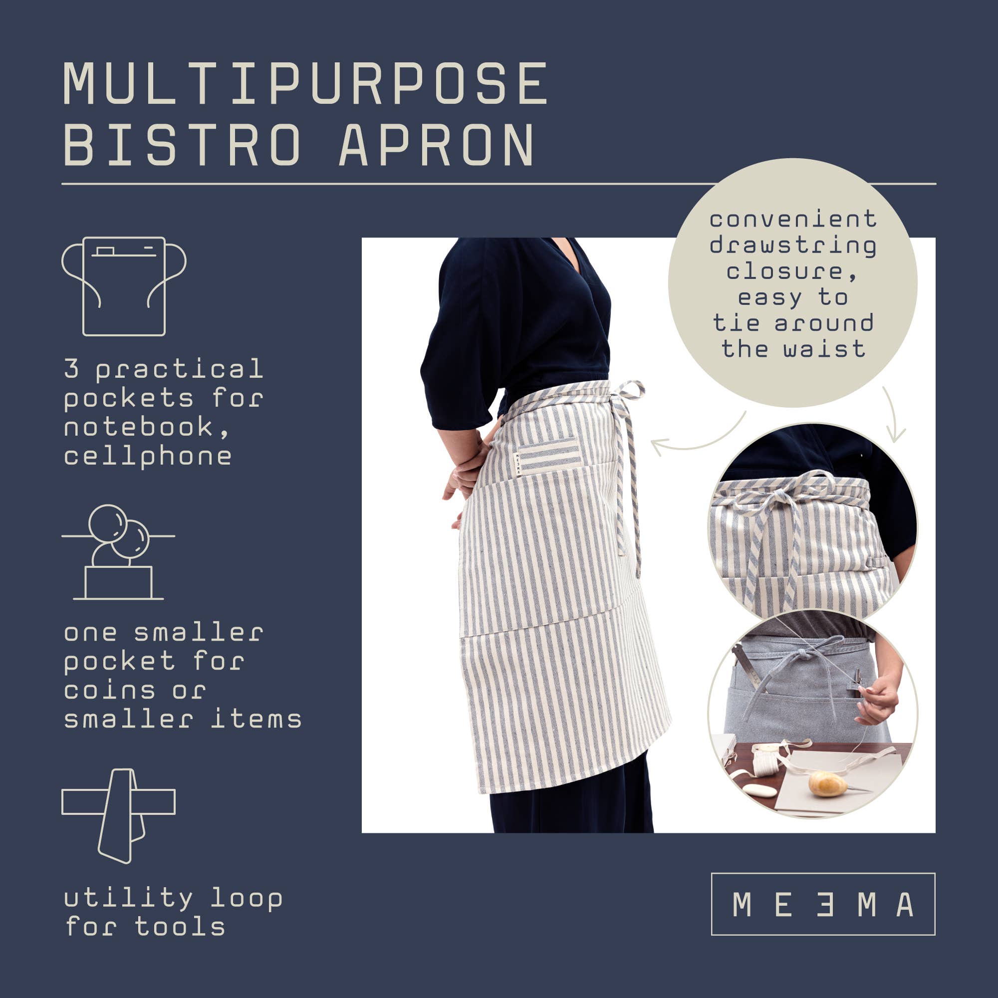 Striped Cotton Bistro Apron