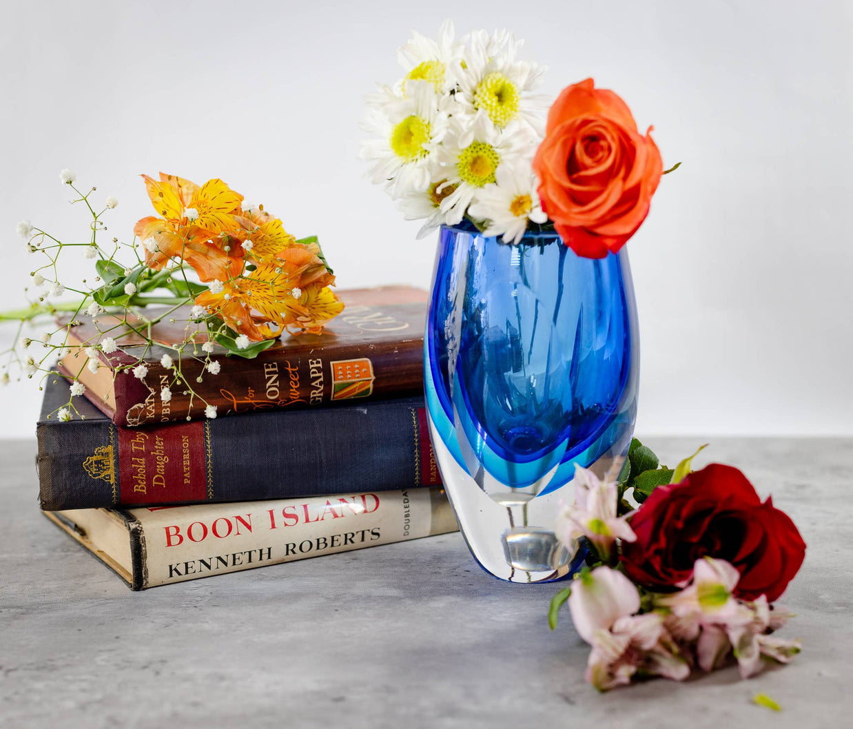Azure Murano Style Art Glass 6'' Vase