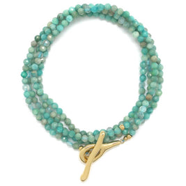 Luxury Faceted Amazonite Stone Long Necklace