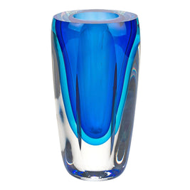 Azure Murano Style Art Glass 6'' Vase