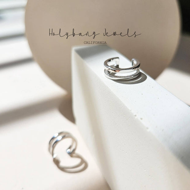 DOUBLE BAND EAR CUFF - Silver