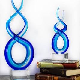 Touch Of The Blues Murano Style Art Glass Centerpiece H18