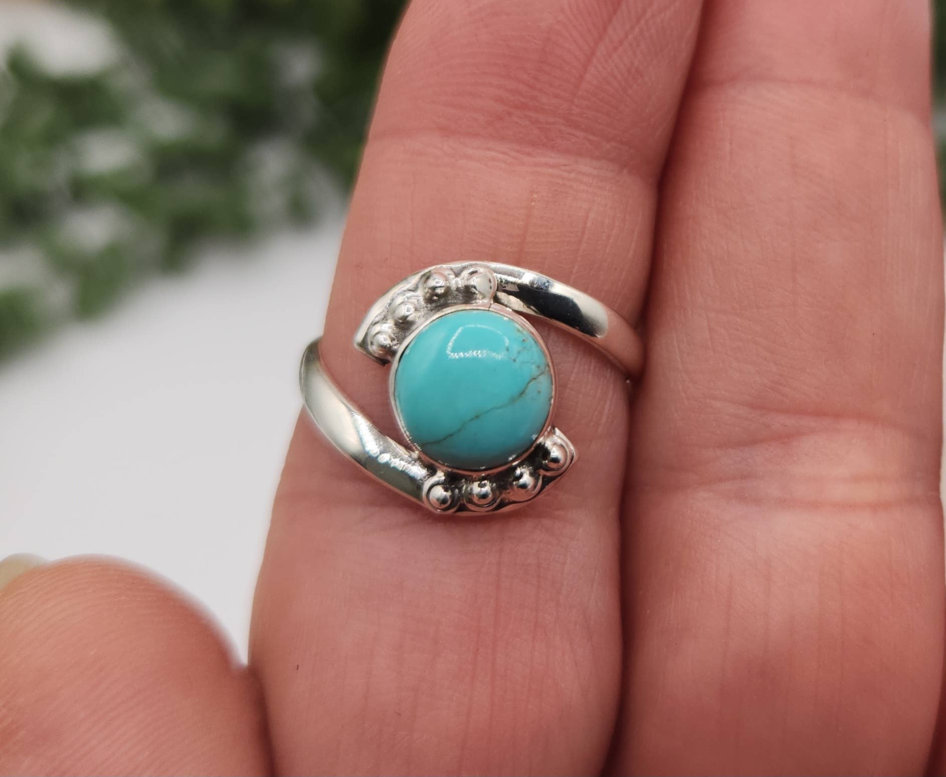 Turquoise Abstract Silver Ring