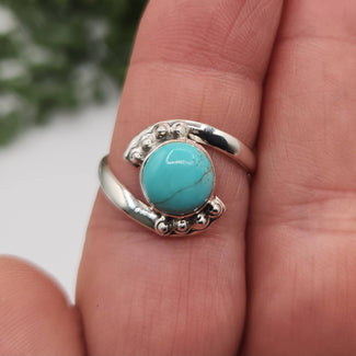 Turquoise Abstract Silver Ring
