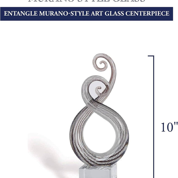 Entangle Murano Style Art Glass Centerpiece H10"