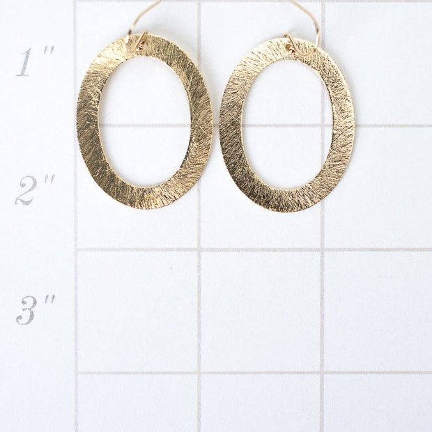 Brushed Gold Oval Earrings