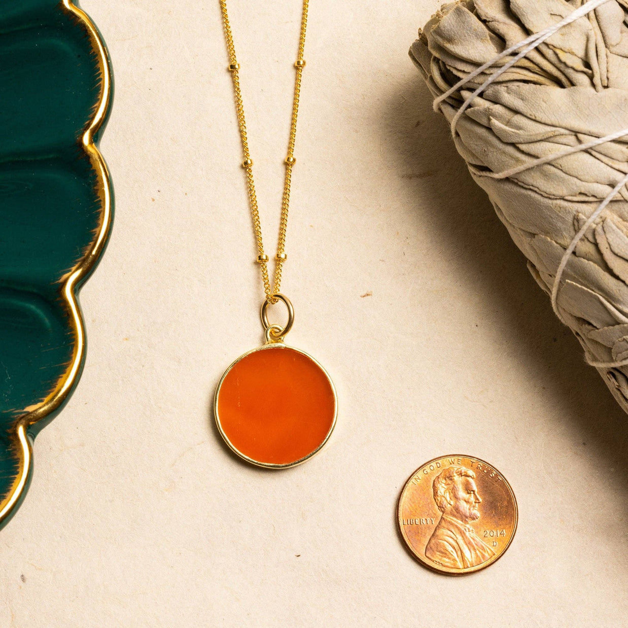 Red Onyx Circles Earrings and Necklace Set (Satellite Chain)