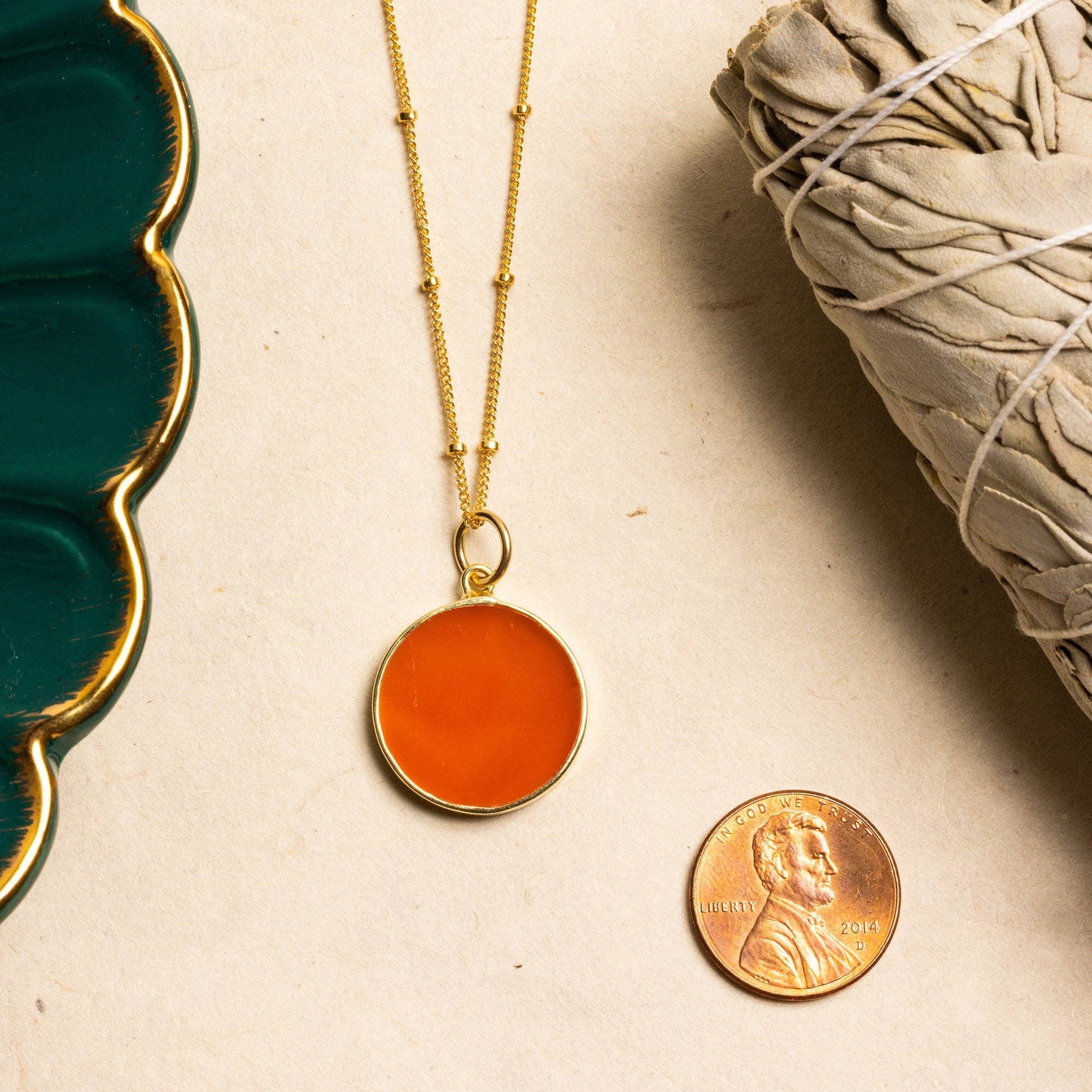 Red Onyx Circles Earrings and Necklace Set (Satellite Chain)