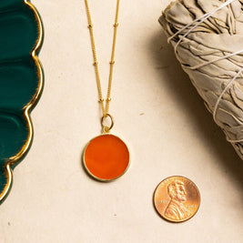 Red Onyx Circles Earrings and Necklace Set (Satellite Chain)