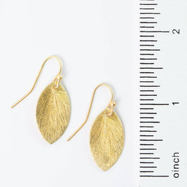 Brushed Gold Simple Leaf Earrings