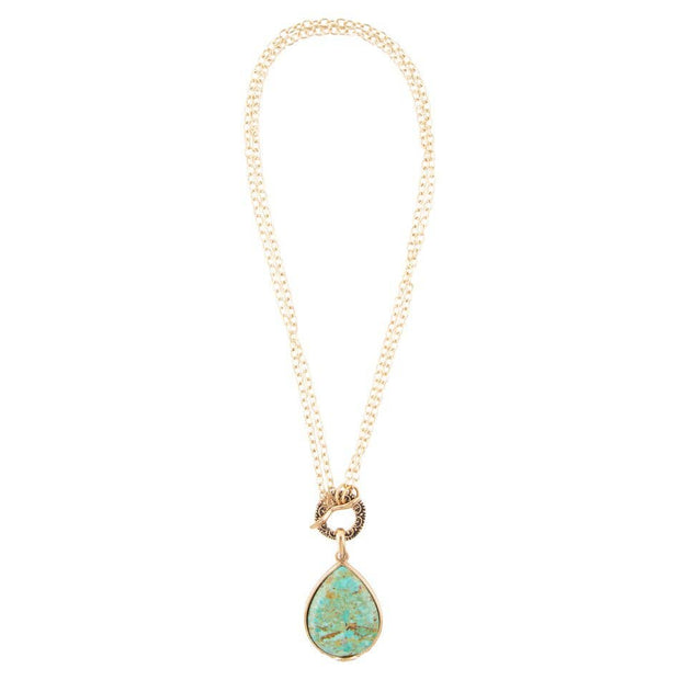 Abby Turquoise and Bronze Pendant Necklace