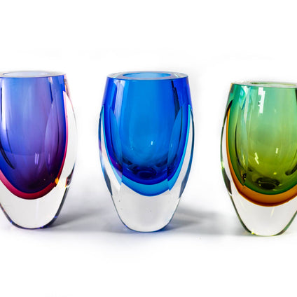 Azure Murano Style Art Glass 6'' Vase