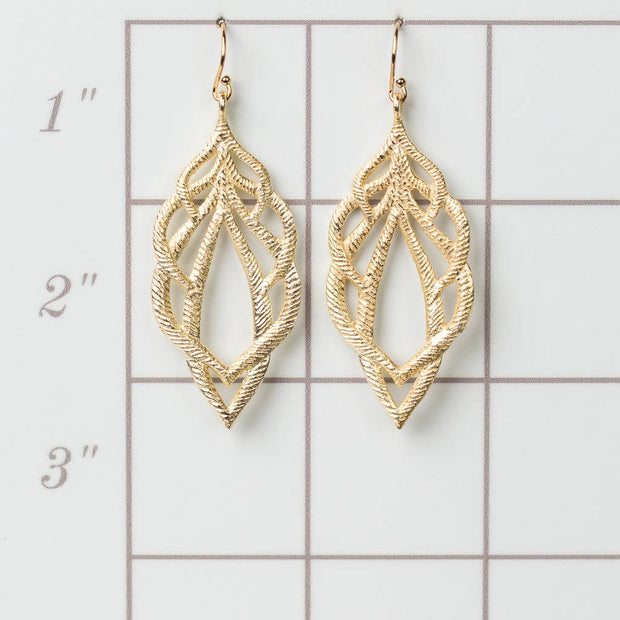 Brushed Gold Textured Leaf Earrings
