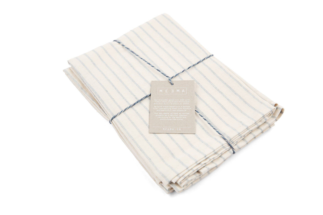 Natural Cloth Napkins with Modern Stripes – Upcycled Cotton