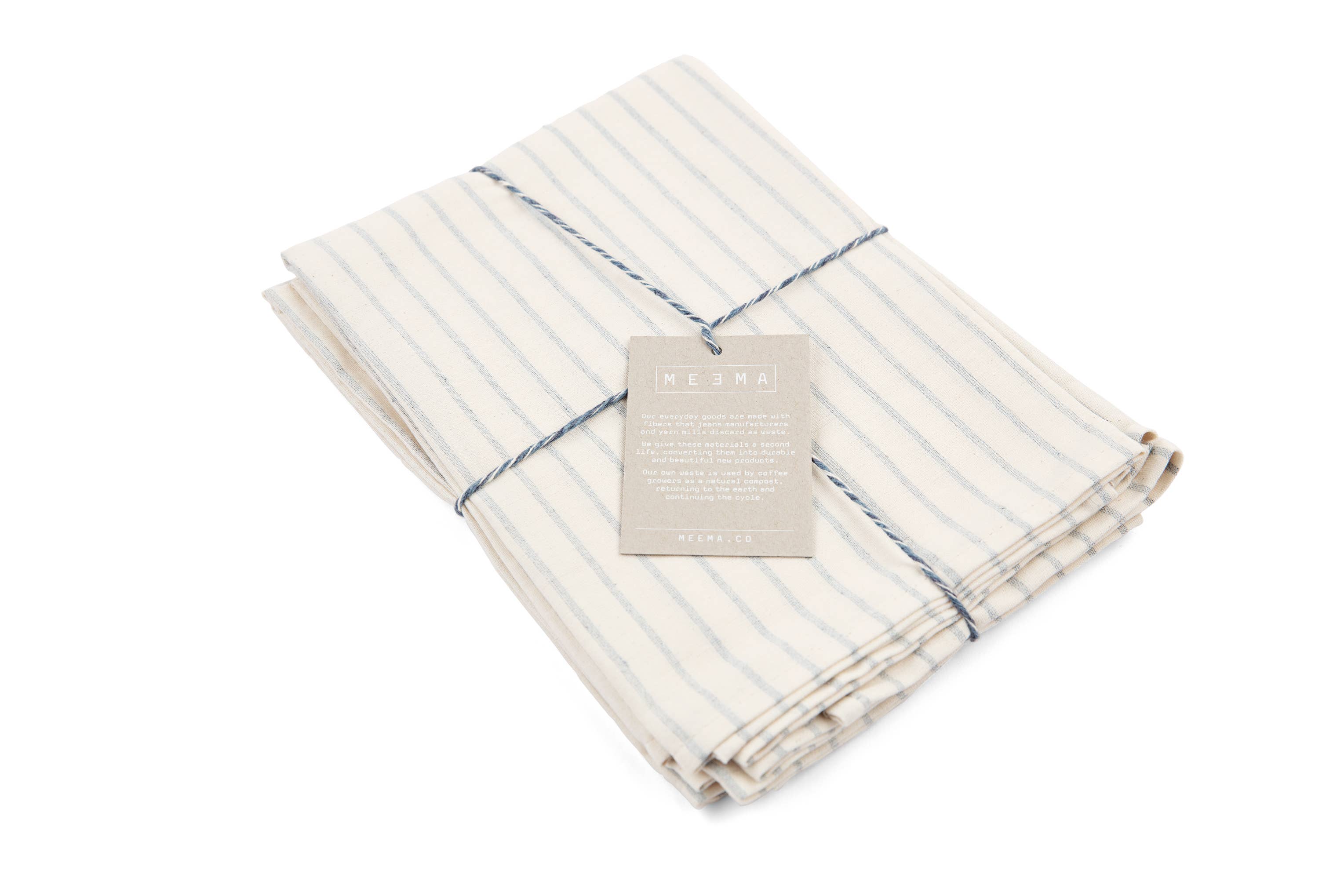 Natural Cloth Napkins with Modern Stripes – Upcycled Cotton