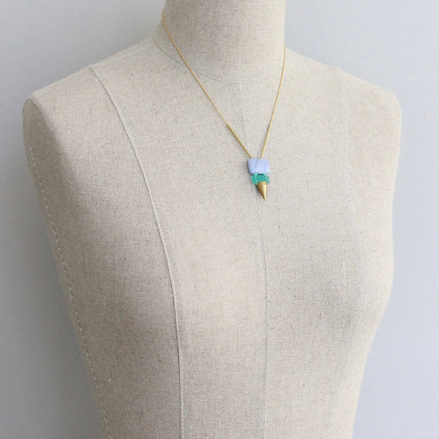 KYL417 lavender and green necklace