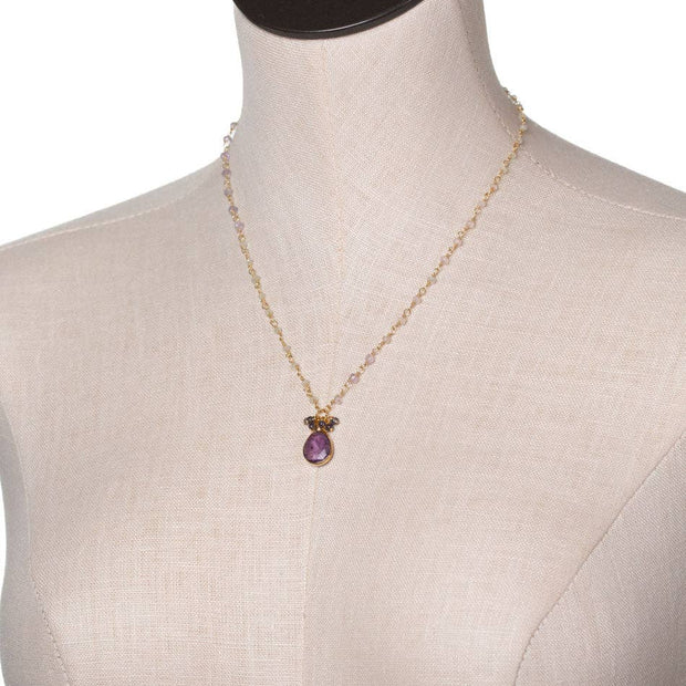 Folklore 18-20" Tanzanite with Amethyst Cluster Necklace