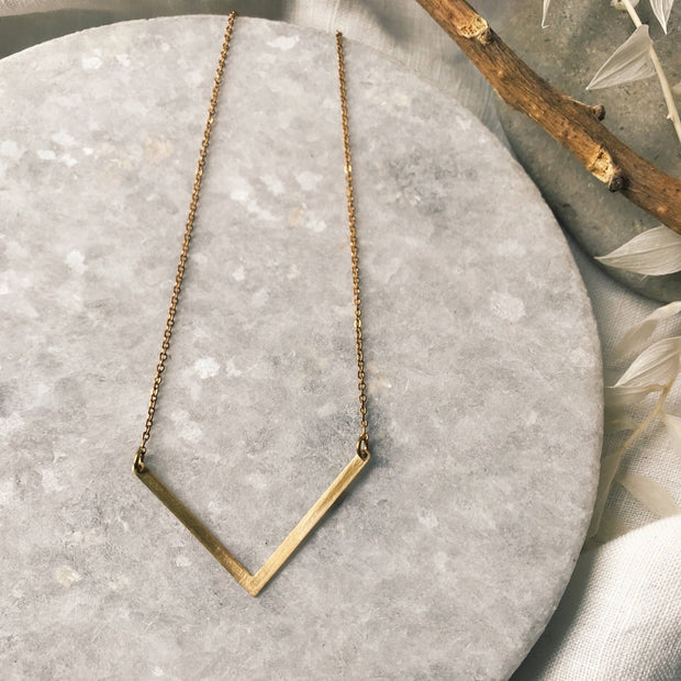 Brass chevron necklace