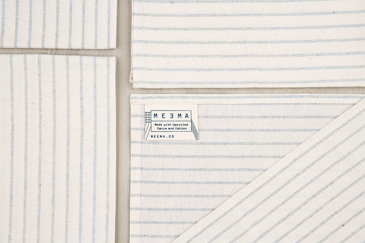 Natural Cloth Napkins with Modern Stripes – Upcycled Cotton