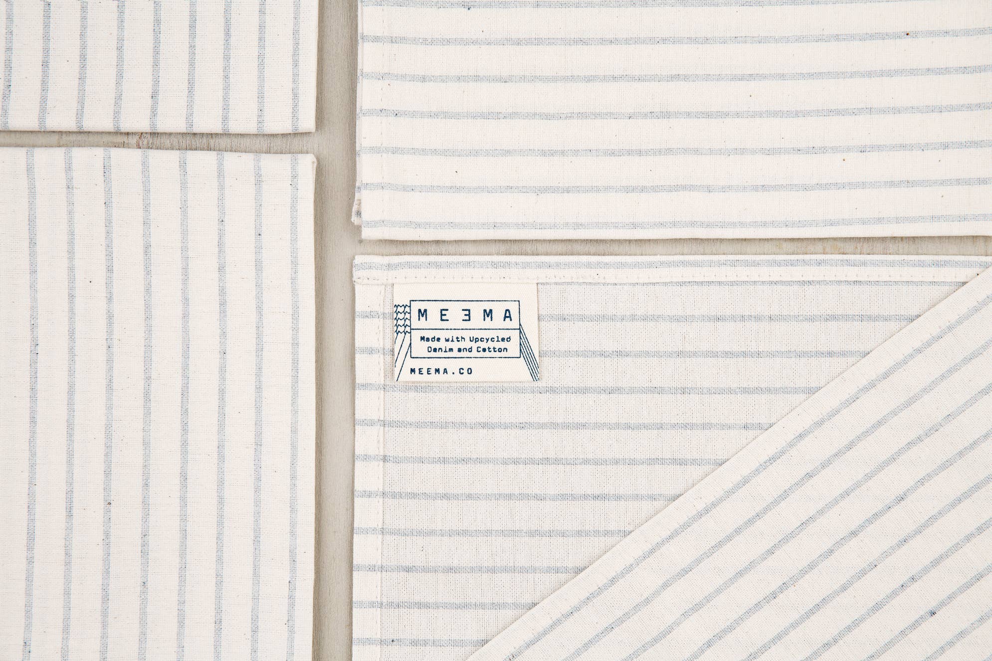 Natural Cloth Napkins with Modern Stripes – Upcycled Cotton