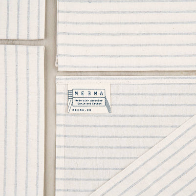 Natural Cloth Napkins with Modern Stripes – Upcycled Cotton