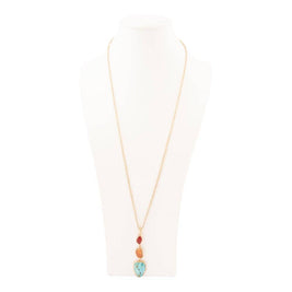 Santa Fe Blue Turquoise Golden Pendant Necklace