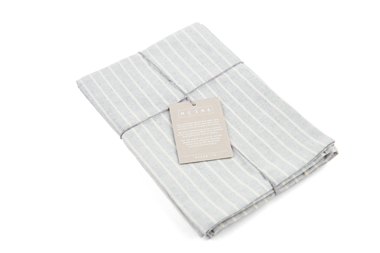 Blue Cloth Napkins with Modern Stripes – Recycled Cotton Set