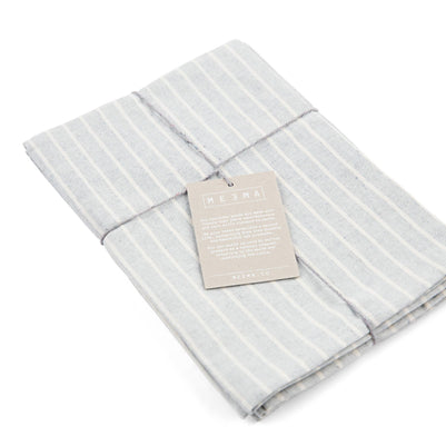 Blue Cloth Napkins with Modern Stripes – Recycled Cotton Set