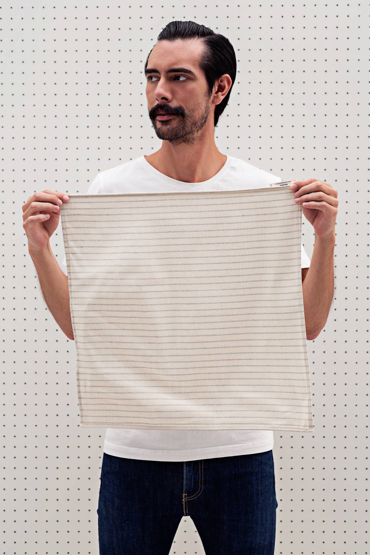 Natural Cloth Napkins with Modern Stripes – Upcycled Cotton