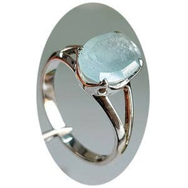 Sterling Gem Ring - Natural Faceted Oval Aquamarine