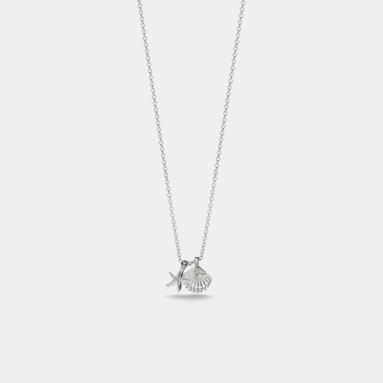 Seashell Starfish Pendant Necklace and Ring Set in 925 Sterling Silver
