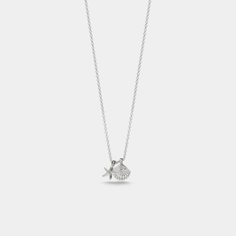 Seashell Starfish Pendant Necklace and Ring Set in 925 Sterling Silver